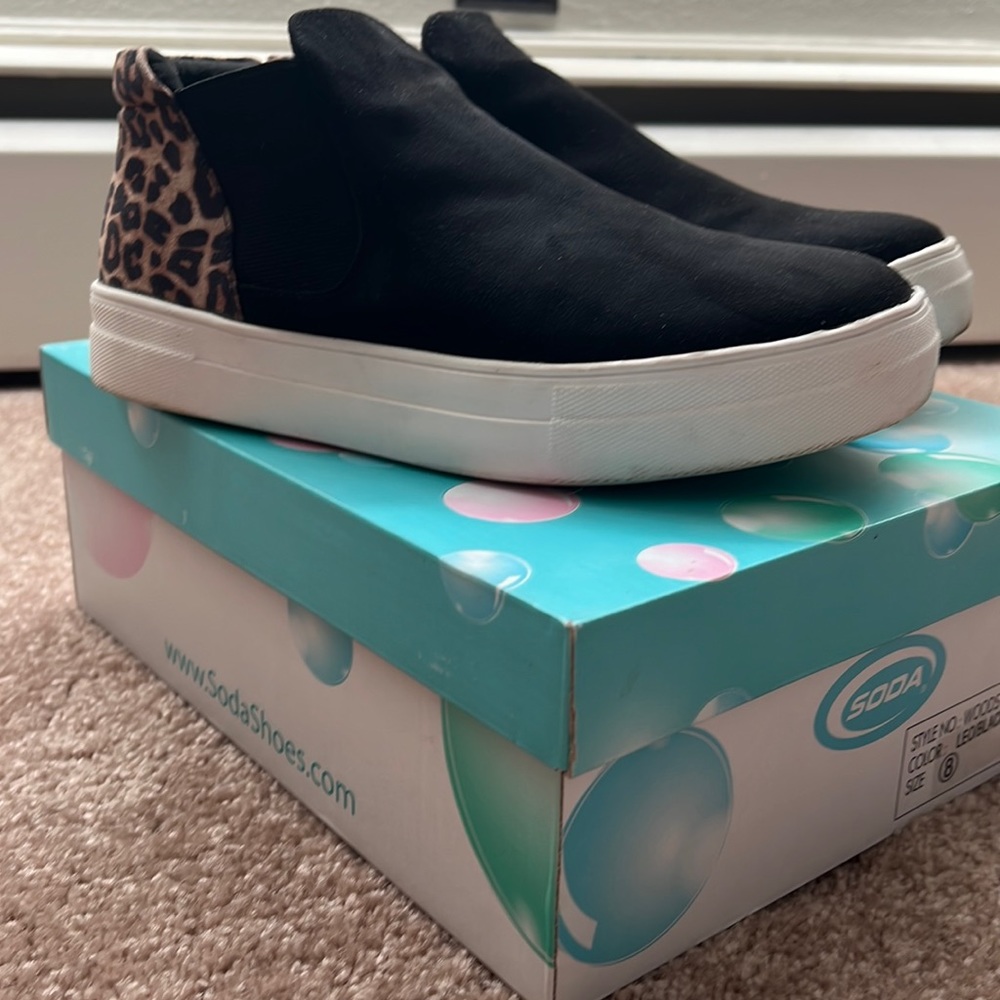 Soda black cheetah sneakers
